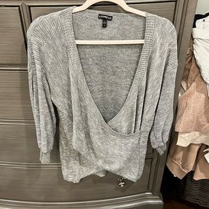 Express gray wrap like size L sweater
